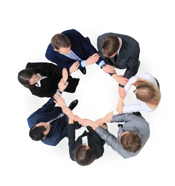 Les gens d'affaires avec leurs mains ensemble en cercle — Photo