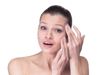 Kadının yüzü ve görünebilir, kırışıklıkları inceleyerek izole