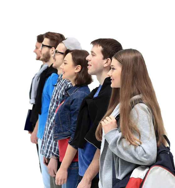 Grupo de estudantes em pé em uma linha — Fotografia de Stock