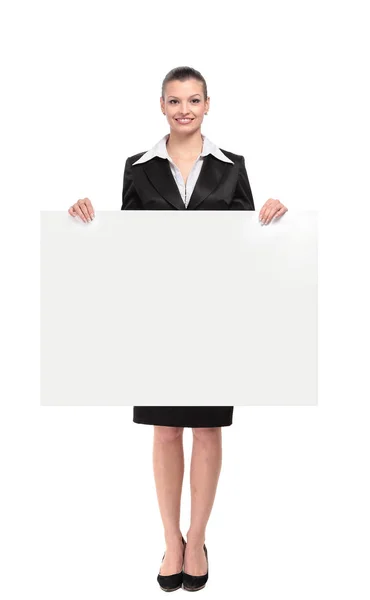 Портрет бізнес-леді, що показує банер . — стокове фото