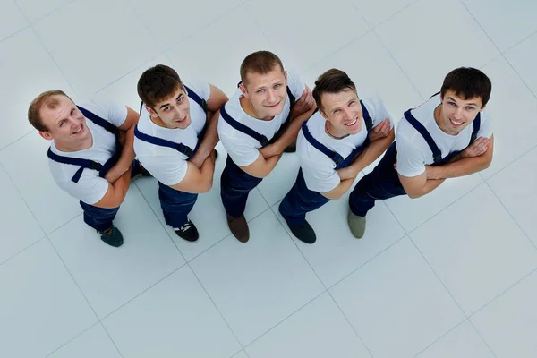 Group of professional industrial workers. top view
