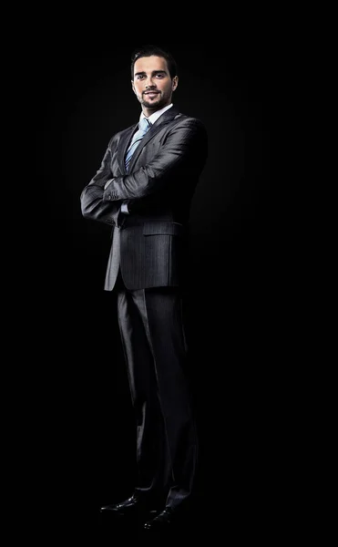 Uomo d'affari isolato su sfondo nero — Foto Stock