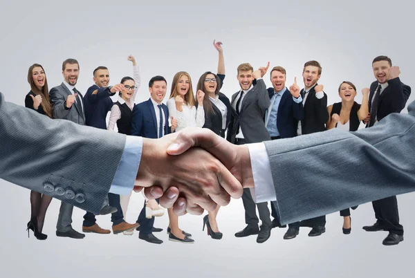 Handshake firmy i ludzi biznesu szczęśliwy energetik — Zdjęcie stockowe