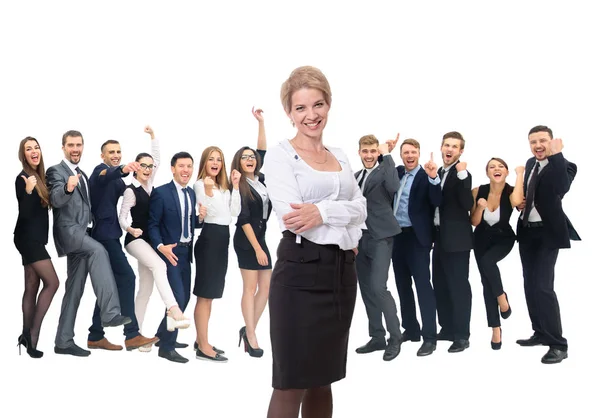 백인들을 중심으로 고립 된 행복 한 사업 팀 — 스톡 사진