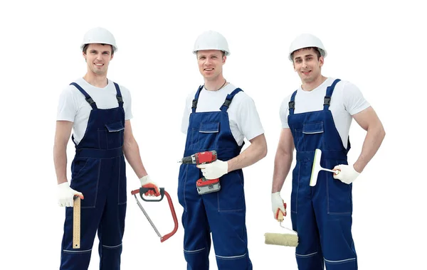 Gruppe professioneller Industriearbeiter. Isoliert über weißem Hintergrund. — Stockfoto