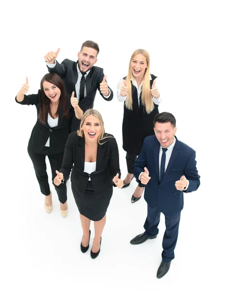 Gente de negocios exitosa que se ve feliz y segura. Mostrando — Foto de Stock