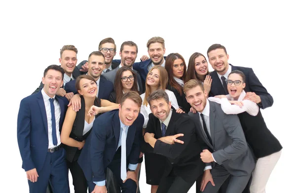 Portret van lachende mensen uit het bedrijfsleven tegen witte achtergrond — Stockfoto