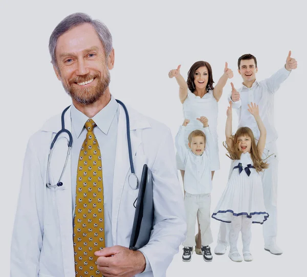 Médico y familia feliz — Foto de Stock