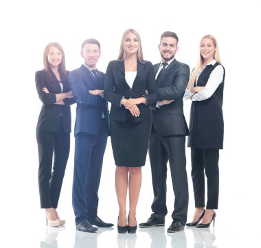 Beyaz arka plan üzerinde izole başarılı busines takım