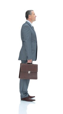 evrak çantası üzerinde izole iş elbiseli nitelikli avukat