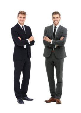 portre tam büyüme - gülümseyen iki ve başarılı iş pa