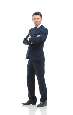 Beyaz arka plan üzerinde başarılı iş adamı