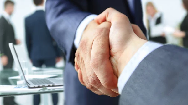 Begreppet framgång i affärer. Handshake pålitlig del — Stockfoto