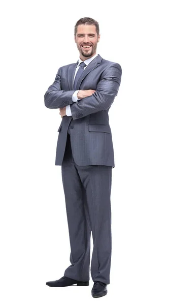 Erfolgreicher Geschäftsmann auf weißem Hintergrund — Stockfoto