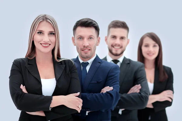 Team of successful and confident people posing on a white backgr — Stock Photo, Image