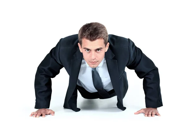 Ο άνθρωπος των επιχειρήσεων κάνει push-ups — Φωτογραφία Αρχείου