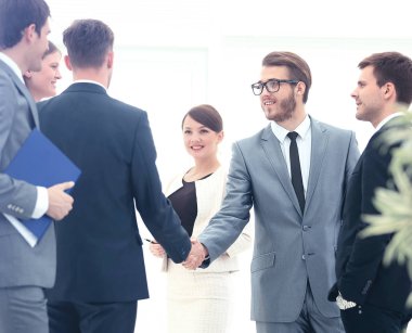 İş insanlar Toplantı Tartışma Kurumsal el sıkışması kavramı