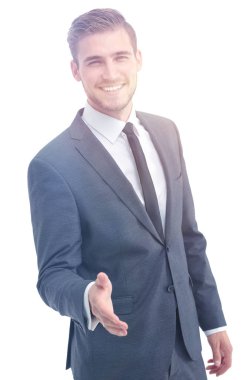 Beyaz arka plan üzerinde zarif yakışıklı iş adamı portresi