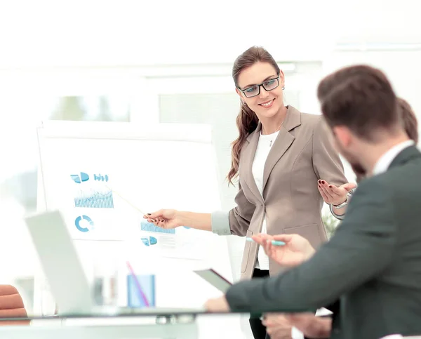 Successful business presentation of a woman at the office — Stock Photo, Image