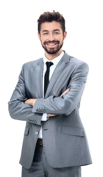 Retrato de feliz hombre de negocios sonriente, aislado sobre fondo blanco — Foto de Stock