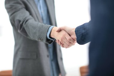 İş adamı ortağıyla anlaşma yapmak için el sıkışıyor.