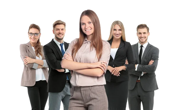 Group of smiling business people. Isolated over white background — Stock Photo, Image