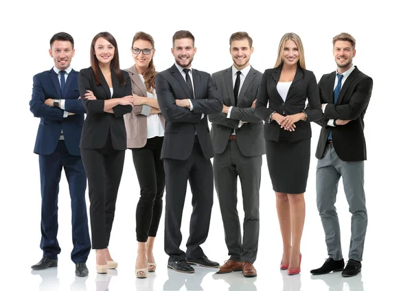Een groep lachende zakenmensen. Geïsoleerd over witte achtergrond — Stockfoto