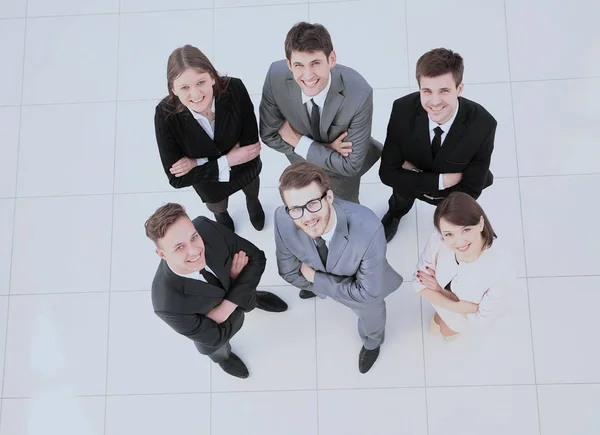 Concepto de éxito en el negocio: equipo de negocios exitoso es stand —  Fotos de Stock