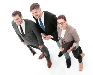 Grup başarılı ve kendinden emin iş adamları düz arıyorsunuz