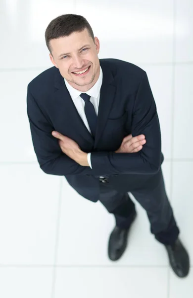 Retrato de um homem de negócios elegante no fundo branco — Fotografia de Stock