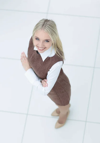 Retrato de uma mulher de negócios elegante no fundo branco . — Fotografia de Stock