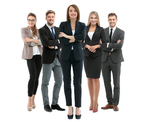 Een groep lachende zakenmensen. Geïsoleerd over witte achtergrond — Stockfoto