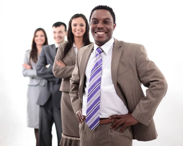 Business people standing in a row looking at camera — Stock Photo, Image