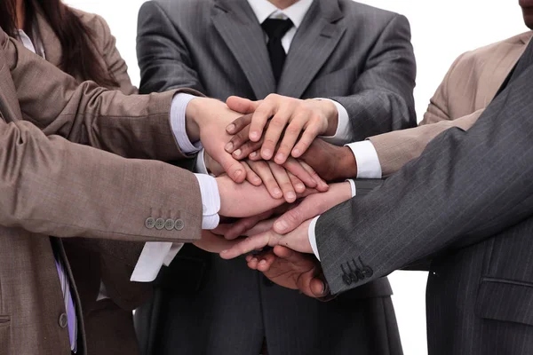 Group of business people putting their hands on top of each othe — Stock Photo, Image