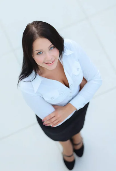 Close up retrato de mulher de negócios isolado no backgroun branco — Fotografia de Stock