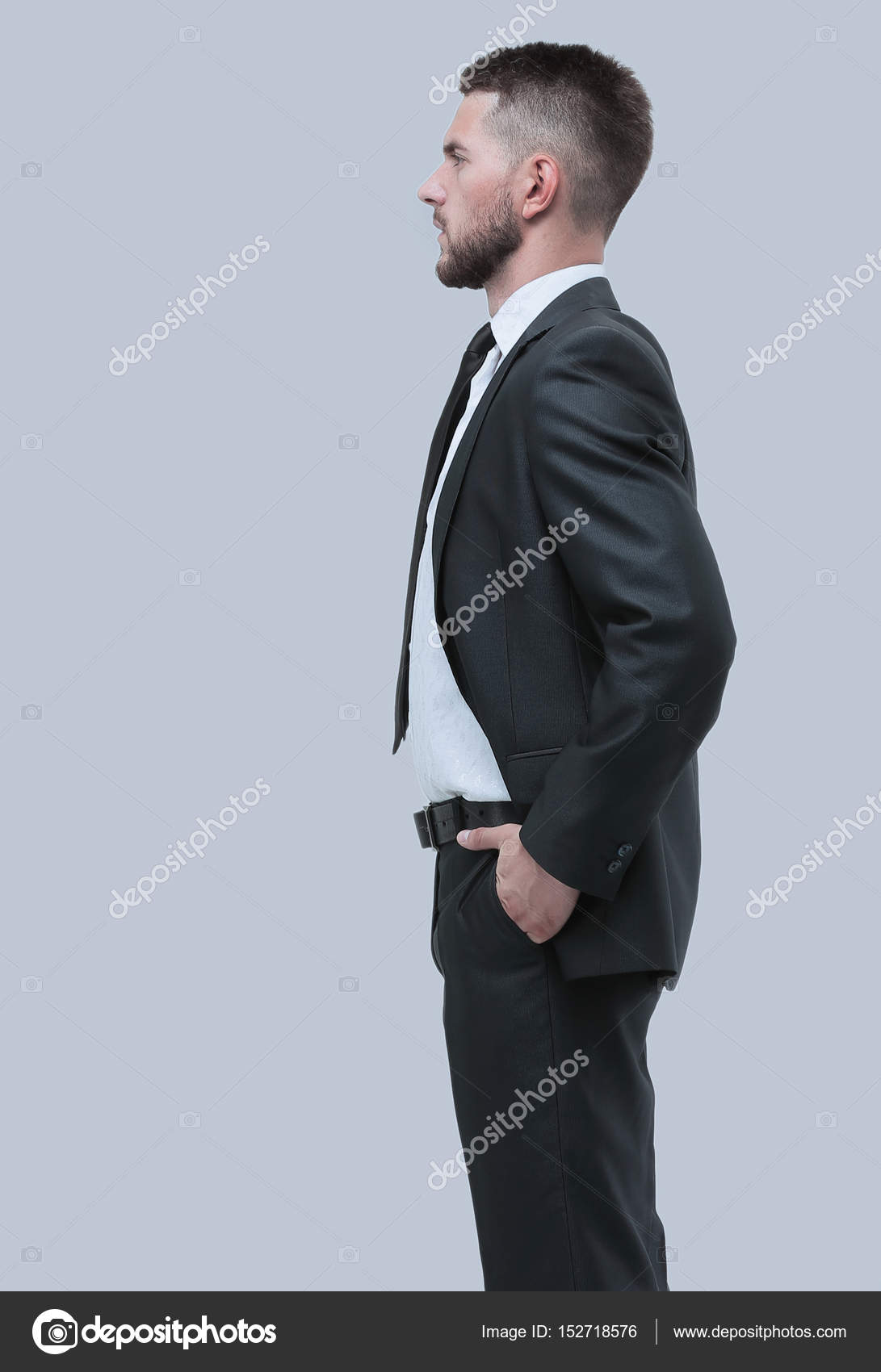 Young Business Man Standing With Hands In Pocket Over White Back Stock Photo C Depositedhar