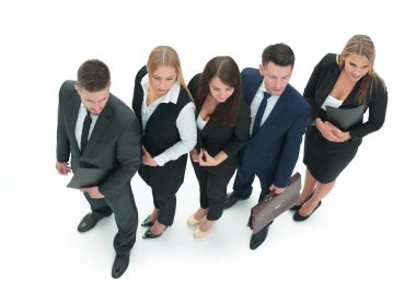 üst üste beyaz bir arka plan üzerinde izole iş grubu