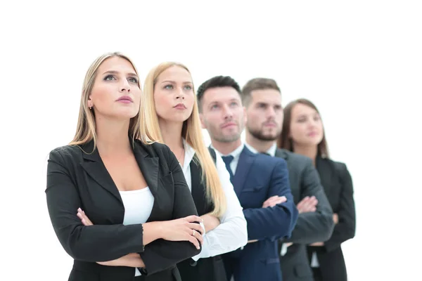 Gelukkig bedrijf team met gekruiste opkantoor armen — Stockfoto