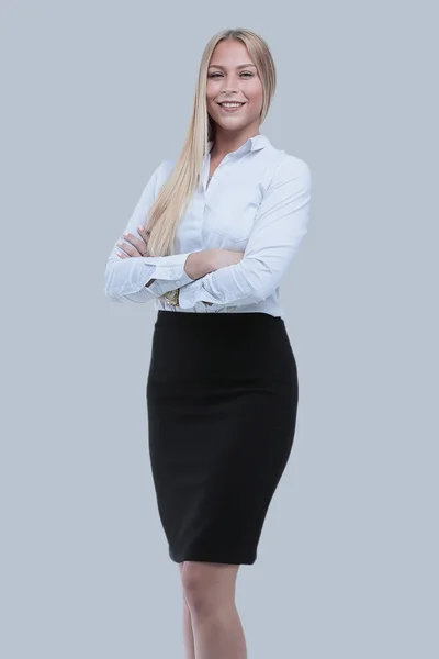 Successful business woman with arms crossed - isolated over whit — Stock Photo, Image