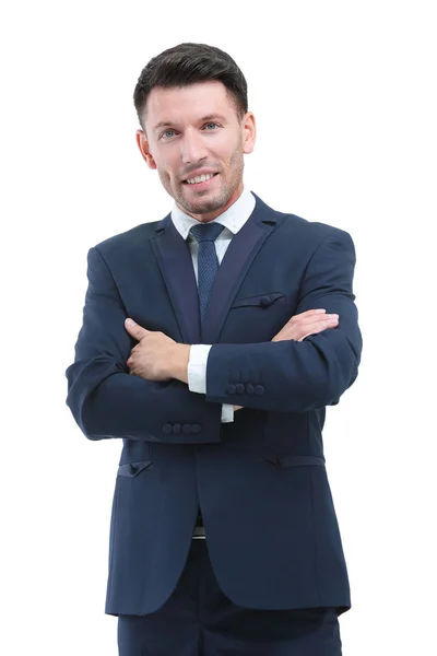 Retrato de um homem de negócios sorridente. Isolado em branco — Fotografia de Stock