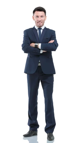 Retrato de um homem de negócios sorridente. Isolado em branco — Fotografia de Stock