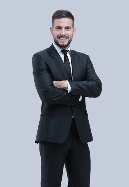 Sorrindo homem de negócios isolado em branco — Fotografia de Stock