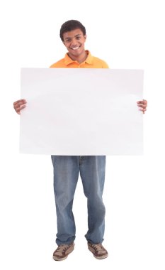 Öğrenci gösteren afiş portresi.