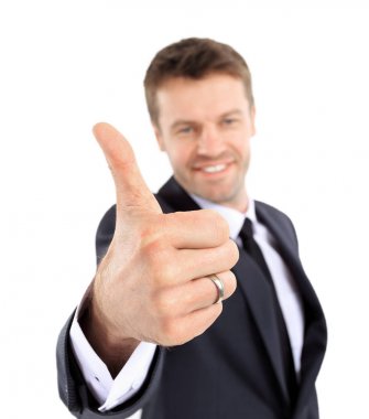 Çekici bir adam işareti Yaşasın mutluluk ile gösterilen.