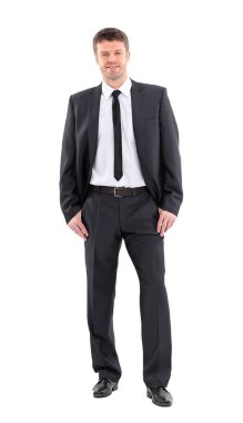 Mutlu iş adamı izole bir arka plan üzerinde