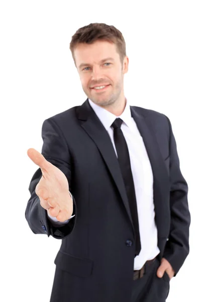 Portret człowieka sukcesu, podając rękę — Zdjęcie stockowe