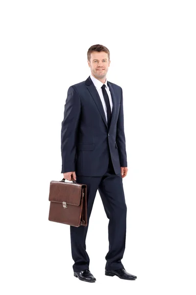 Hombre de negocios sonriente aislado en blanco — Foto de Stock