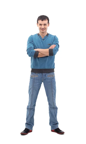 Retrato de un guapo hombre casual sonriendo con los brazos cruzados — Foto de Stock