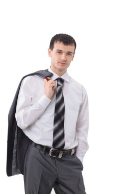 Beyaz arka plan üzerinde başarılı iş adamı