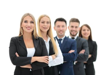 Beyaz arka plan üzerinde izole başarılı busines takım